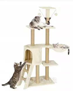 Дряпка Кігтеточка Будиночок для кішок Pet HOBBY 138см Бежева 1610A Дряпка Кігтеточка Будиночок для кішок Pet HOBBY 138см Бежева 1610A